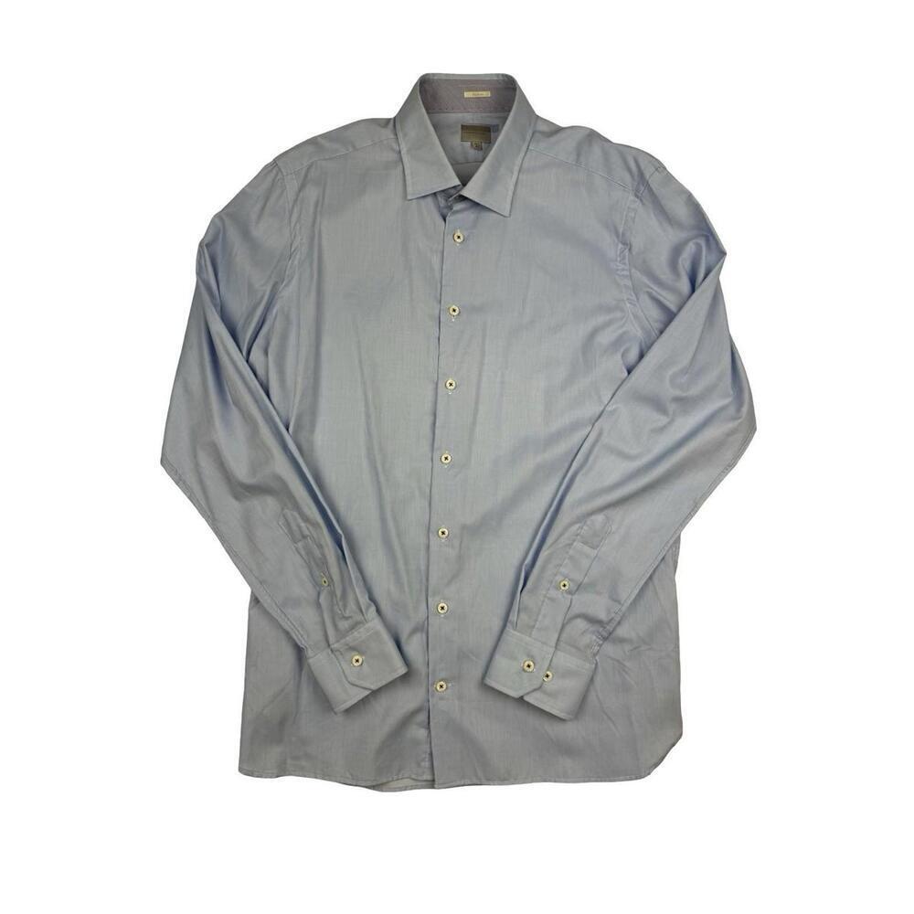 Samuelsohn Cotton Dress Shirt Blue Size 16.5 | 42